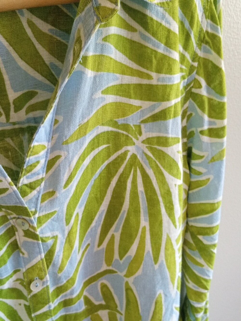 Sigrid Olsen 100% Linen Botanical Shirt Size Large Resort Beach Vacation - Picture 4 of 4